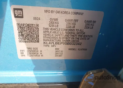 2025 Buick Envista Sport Touring Fwd z USA, uszkodzony, nr VIN KL47LBEP9SB032342